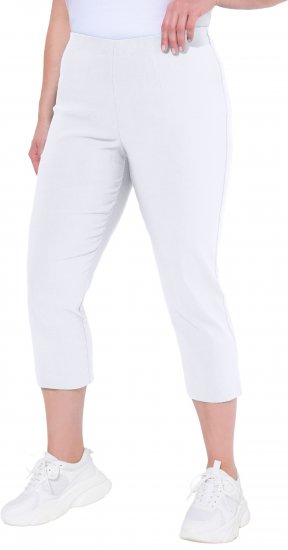 Ulla Popken Stretch Basic Bengaline Capri Pants Snow White - Traperice & Hlače u Velikim Veličinama – Plus Size - 