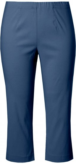 Ulla Popken Stretch Basic Bengaline Capri Pants Denim Blue - Traperice & Hlače u Velikim Veličinama – Plus Size - 