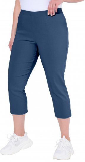 Ulla Popken Stretch Basic Bengaline Capri Pants Denim Blue - Traperice & Hlače u Velikim Veličinama – Plus Size - 