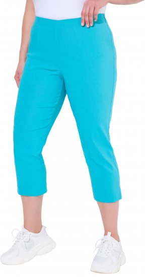 Ulla Popken Stretch Basic Bengaline Capri Pants Deep Aqua - Traperice & Hlače u Velikim Veličinama – Plus Size - 