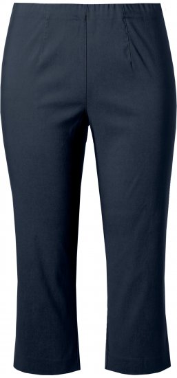 Ulla Popken Stretch Basic Bengaline Capri Pants Navy Blue - Traperice & Hlače u Velikim Veličinama – Plus Size - 