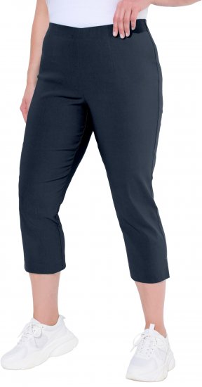 Ulla Popken Stretch Basic Bengaline Capri Pants Navy Blue - Traperice & Hlače u Velikim Veličinama – Plus Size - 