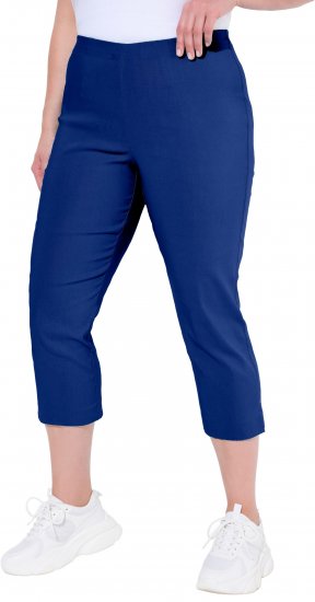 Ulla Popken Stretch Basic Bengaline Capri Pants Blue - Traperice & Hlače u Velikim Veličinama – Plus Size - 