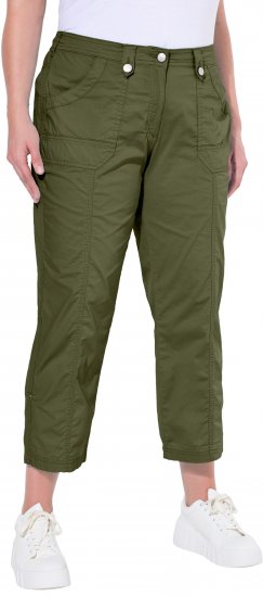 Ulla Popken Roll Tab Hem Stretch Cargo Pants Green - Traperice & Hlače u Velikim Veličinama – Plus Size - 