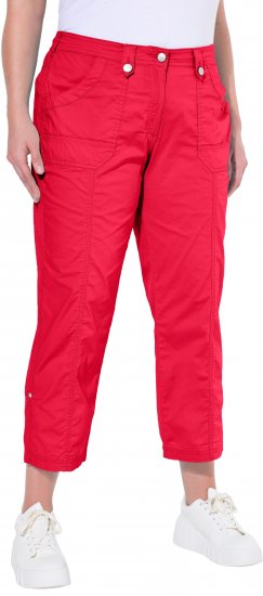 Ulla Popken Roll Tab Hem Stretch Cargo Pants Red - Traperice & Hlače u Velikim Veličinama – Plus Size - 