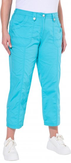 Ulla Popken Roll Tab Hem Stretch Cargo Pants Deep Aqua - Traperice & Hlače u Velikim Veličinama – Plus Size - 