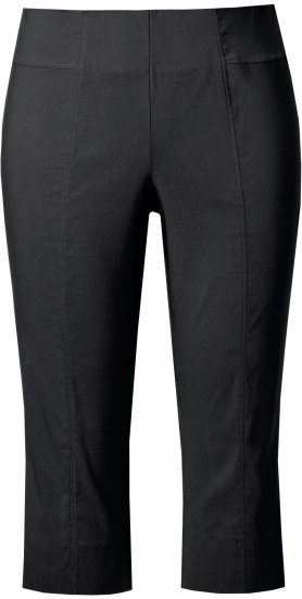 Ulla Popken Bengaline Elastic Waist Stretch Capri Pants Black - Traperice & Hlače u Velikim Veličinama – Plus Size - 