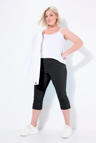 Ulla Popken Bengaline Elastic Waist Stretch Capri Pants Black - Hlače od tkanine - Široke platnene hlače za žene