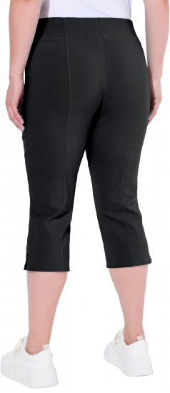 Ulla Popken Bengaline Elastic Waist Stretch Capri Pants Black - Traperice & Hlače u Velikim Veličinama – Plus Size - 
