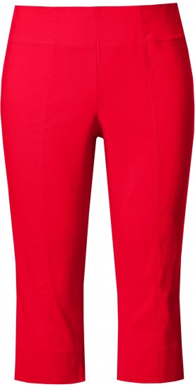 Ulla Popken Bengaline Elastic Waist Stretch Capri Pants Red - Traperice & Hlače u Velikim Veličinama – Plus Size - 