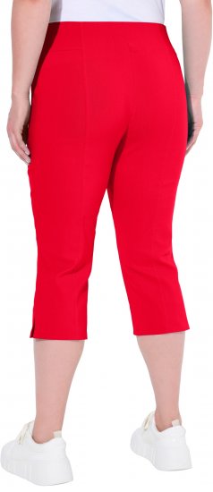 Ulla Popken Bengaline Elastic Waist Stretch Capri Pants Red - Traperice & Hlače u Velikim Veličinama – Plus Size - 