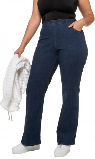 Ulla Popken Wide Leg Elastic Waist Mary Fit Marlene Stretch Jeans Denim Blue - Traperice & Hlače u Velikim Veličinama – Plus Size - 