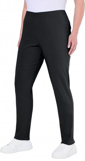 Ulla Popken Bengaline Slim Leg Sienna Fit Elastic Waist Pants Black - Traperice & Hlače u Velikim Veličinama – Plus Size - 