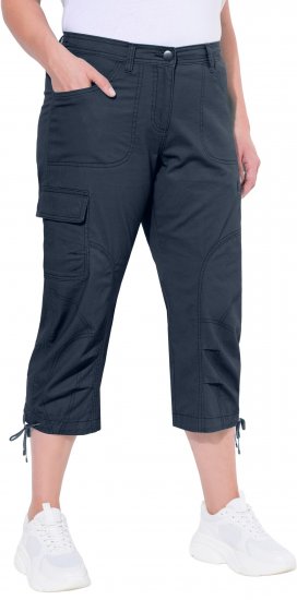 Ulla Popken Stretch Cotton Cargo Crop Pants Navy - Traperice & Hlače u Velikim Veličinama – Plus Size - 