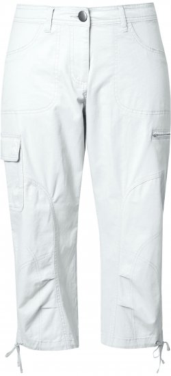 Ulla Popken Stretch Cotton Cargo Crop Pants Snow White - Traperice & Hlače u Velikim Veličinama – Plus Size - 