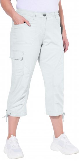 Ulla Popken Stretch Cotton Cargo Crop Pants Snow White - Traperice & Hlače u Velikim Veličinama – Plus Size - 