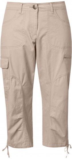 Ulla Popken Stretch Cotton Cargo Crop Pants Beige - Traperice & Hlače u Velikim Veličinama – Plus Size - 