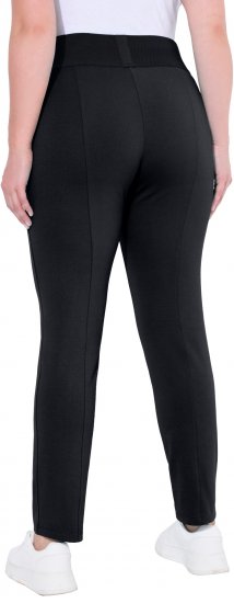 Ulla Popken Slim Leg Sienna Fit Ponte Stretch Knit Pants Black - Traperice & Hlače u Velikim Veličinama – Plus Size - 
