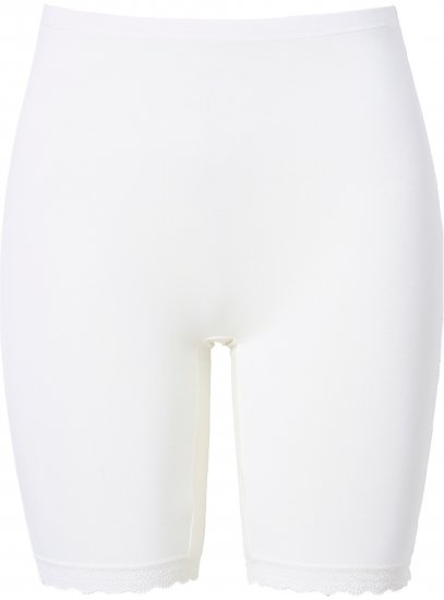 Ulla Popken Lace Hem Stretch Viscose Knit Bicycle Length Lounge Shorts White - Traperice & Hlače u Velikim Veličinama – Plus Size - 