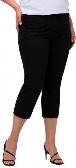 Ulla Popken Mony Stretch Capri Pants Black - Traperice & Hlače u Velikim Veličinama – Plus Size - 