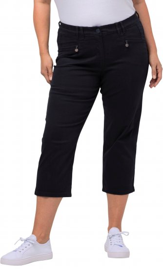 Ulla Popken Mony Stretch Capri Pants Navy - Traperice & Hlače u Velikim Veličinama – Plus Size - 