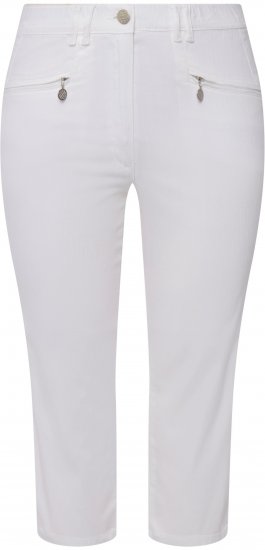 Ulla Popken Mony Stretch Capri Pants Snow White - Traperice & Hlače u Velikim Veličinama – Plus Size - 
