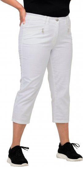 Ulla Popken Mony Stretch Capri Pants Snow White - Traperice & Hlače u Velikim Veličinama – Plus Size - 