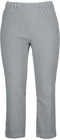 Ulla Popken Check Bengaline Slim Leg Sienna Fit Stretch Crop Pants Black - Traperice & Hlače u Velikim Veličinama – Plus Size - 