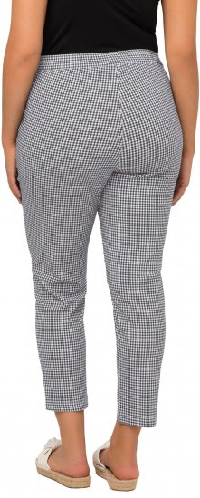Ulla Popken Check Bengaline Slim Leg Sienna Fit Stretch Crop Pants Black - Traperice & Hlače u Velikim Veličinama – Plus Size - 