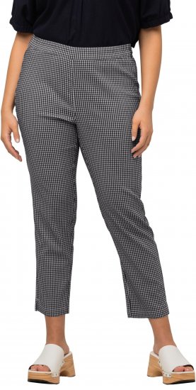 Ulla Popken Check Bengaline Slim Leg Sienna Fit Stretch Crop Pants Navy - Traperice & Hlače u Velikim Veličinama – Plus Size - 