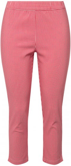 Ulla Popken Check Bengaline Slim Leg Sienna Fit Stretch Crop Pants Light Pink - Traperice & Hlače u Velikim Veličinama – Plus Size - 