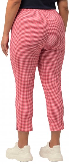 Ulla Popken Check Bengaline Slim Leg Sienna Fit Stretch Crop Pants Light Pink - Traperice & Hlače u Velikim Veličinama – Plus Size - 