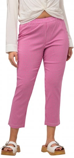 Ulla Popken Check Bengaline Slim Leg Sienna Fit Stretch Crop Pants Pale Lilac - Traperice & Hlače u Velikim Veličinama – Plus Size - 