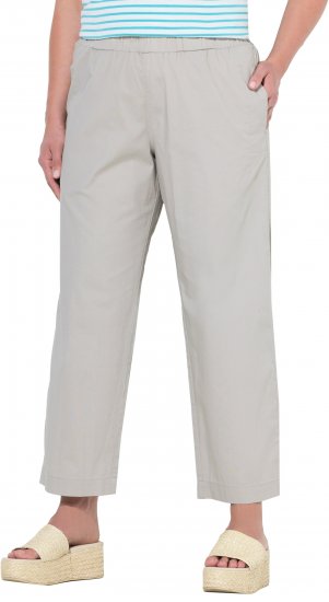 Ulla Popken Wide Leg Ruby Fit Stretch Chino Pants Pebble - Traperice & Hlače u Velikim Veličinama – Plus Size - 