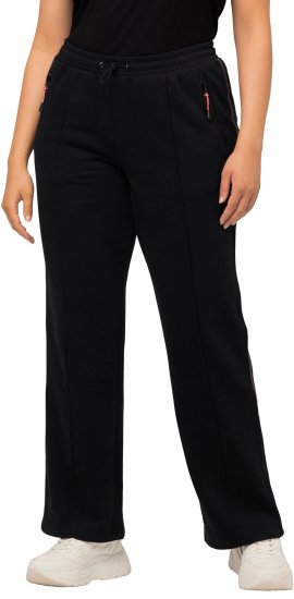 Ulla Popken Holo Detail Sweatpants Black - Traperice & Hlače u Velikim Veličinama – Plus Size - 