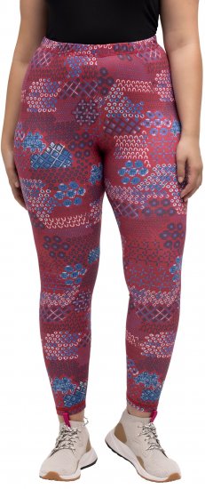 Ulla Popken Graphic Print Recycled Polyester Quick Dry Stretch Leggings Red - Traperice & Hlače u Velikim Veličinama – Plus Size - 