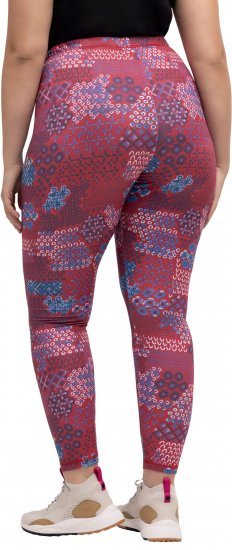 Ulla Popken Graphic Print Recycled Polyester Quick Dry Stretch Leggings Red - Traperice & Hlače u Velikim Veličinama – Plus Size - 