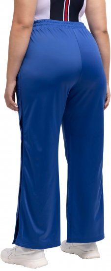Ulla Popken Snap Placket Side Seam Wide Leg Recycled Polyester Knit Joggers Blue - Traperice & Hlače u Velikim Veličinama – Plus Size - 