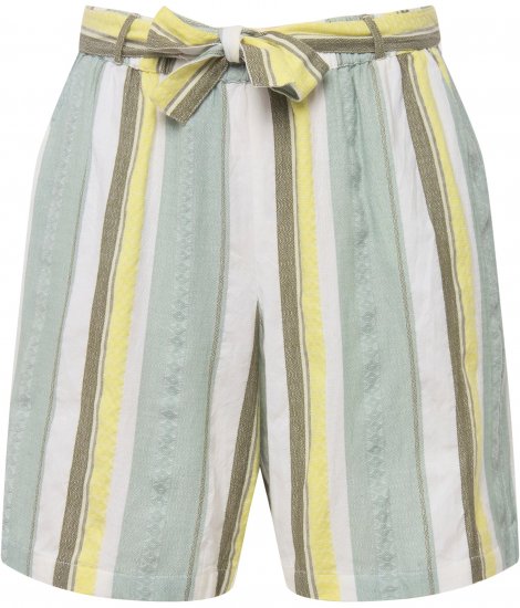 Ulla Popken Striped Wide Leg Elastic Waistband Shorts White - Traperice & Hlače u Velikim Veličinama – Plus Size - 