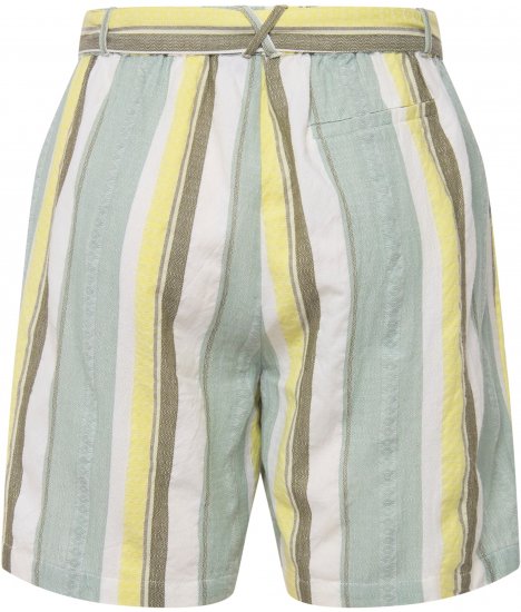 Ulla Popken Striped Wide Leg Elastic Waistband Shorts White - Traperice & Hlače u Velikim Veličinama – Plus Size - 