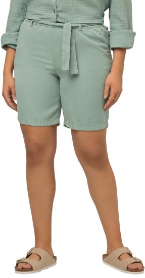 Ulla Popken Tie Belt Lyocell Shorts Moss Green - Traperice & Hlače u Velikim Veličinama – Plus Size - 