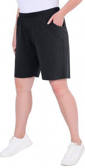 Ulla Popken Stretch Knit Bermuda Shorts Black - Traperice & Hlače u Velikim Veličinama – Plus Size - 