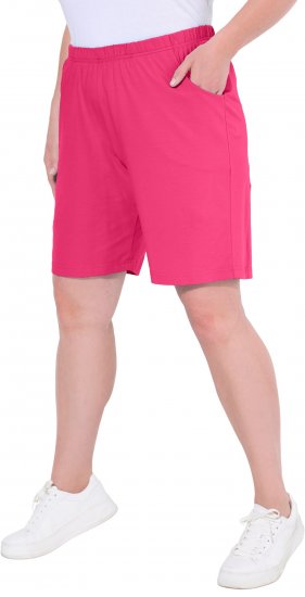 Ulla Popken Stretch Knit Bermuda Shorts Red - Traperice & Hlače u Velikim Veličinama – Plus Size - 