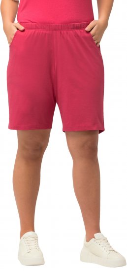 Ulla Popken Stretch Knit Bermuda Shorts Red - Traperice & Hlače u Velikim Veličinama – Plus Size - 