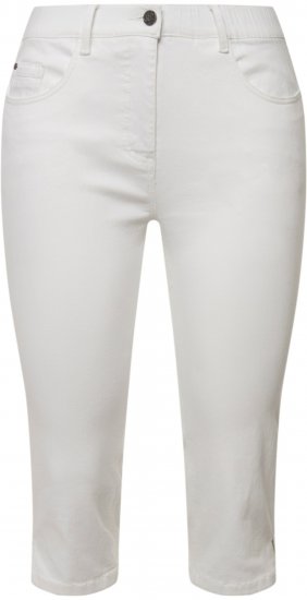 Ulla Popken Basic Capri Sarah Fit Jeans Snow White - Traperice & Hlače u Velikim Veličinama – Plus Size - 