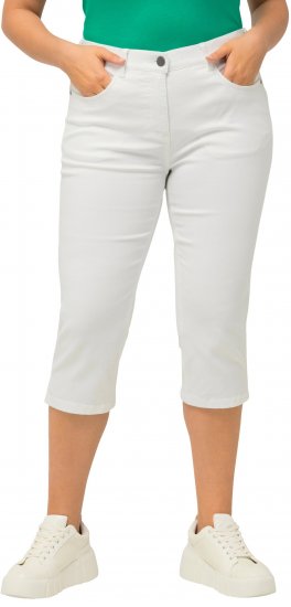 Ulla Popken Basic Capri Sarah Fit Jeans Snow White - Traperice & Hlače u Velikim Veličinama – Plus Size - 