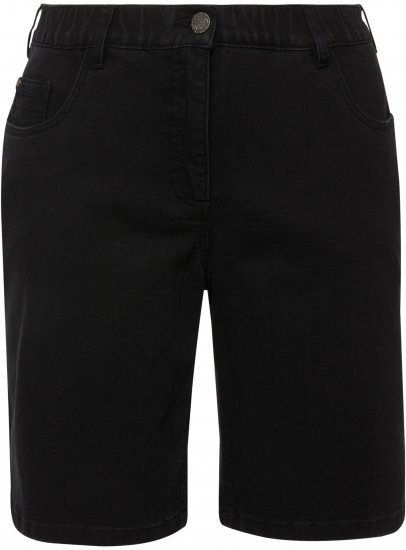 Ulla Popken Basic Denim Mandy Bermuda Shorts Black - Traperice & Hlače u Velikim Veličinama – Plus Size - 
