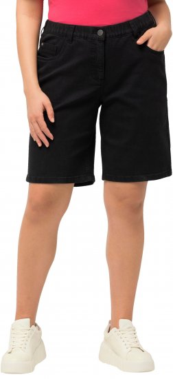 Ulla Popken Basic Denim Mandy Bermuda Shorts Black - Traperice & Hlače u Velikim Veličinama – Plus Size - 