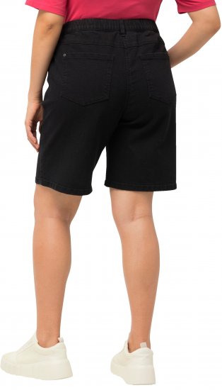 Ulla Popken Basic Denim Mandy Bermuda Shorts Black - Traperice & Hlače u Velikim Veličinama – Plus Size - 