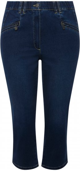 Ulla Popken Cropped Stretch Blend Mony Jeans Blue Denim - Traperice & Hlače u Velikim Veličinama – Plus Size - 